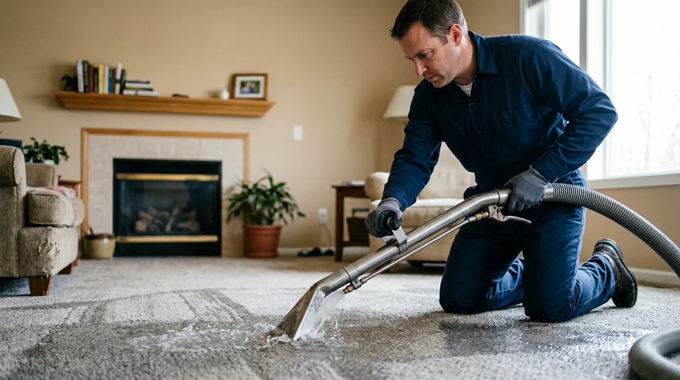 Water damage restoration technician working near Atlas, MI